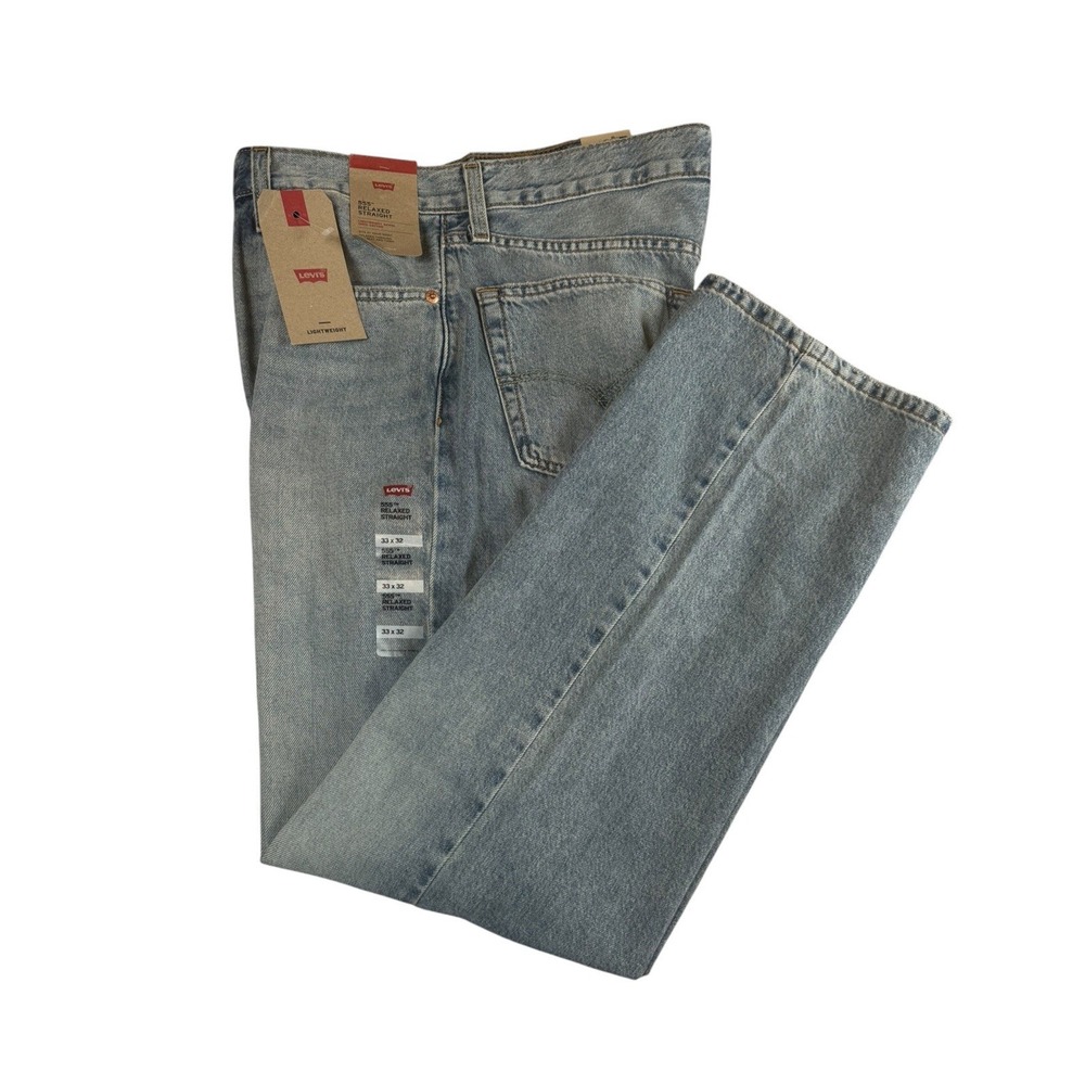 LEVIS 555 Jeans Mens 33x32 Relaxed Straight Light Wash Lightweight Denim NEW